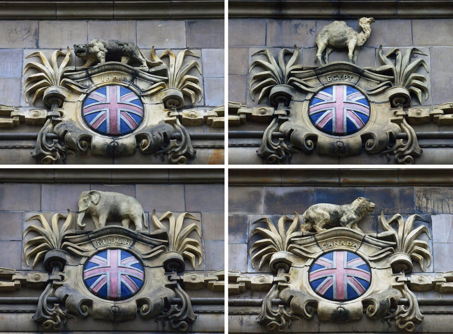 Just some of the panels that represent the territories of the British Empire in 1902 - John Brown