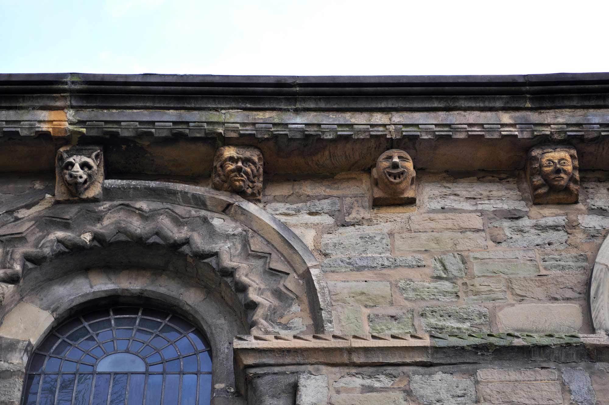 Stone carvings on the church exterior -