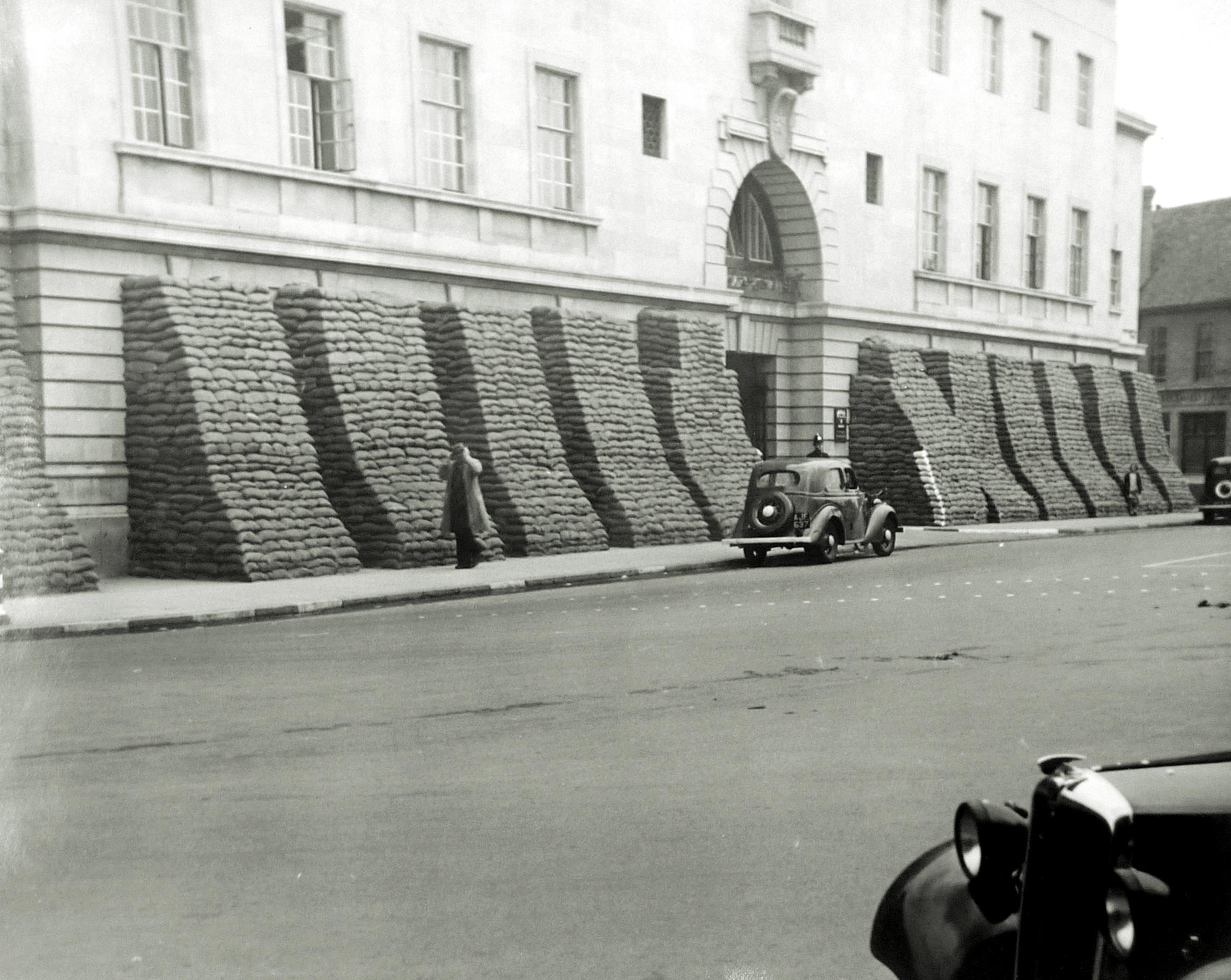 Sandbag protection during WWII - Leicestershire Record Office