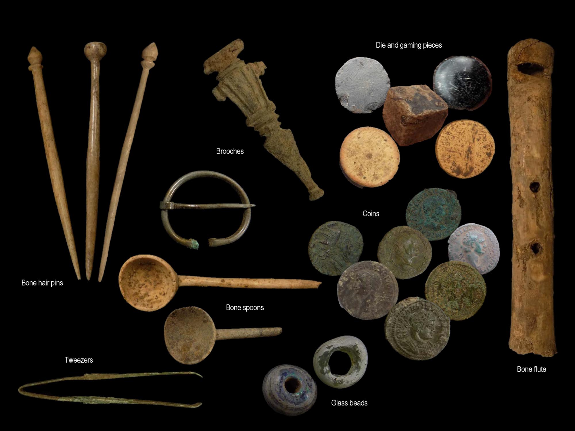 A wide variety of personal items were found during the excavation of Roman townhouses and other buildings at Great Central Street - University of Leicester Archaeological Services