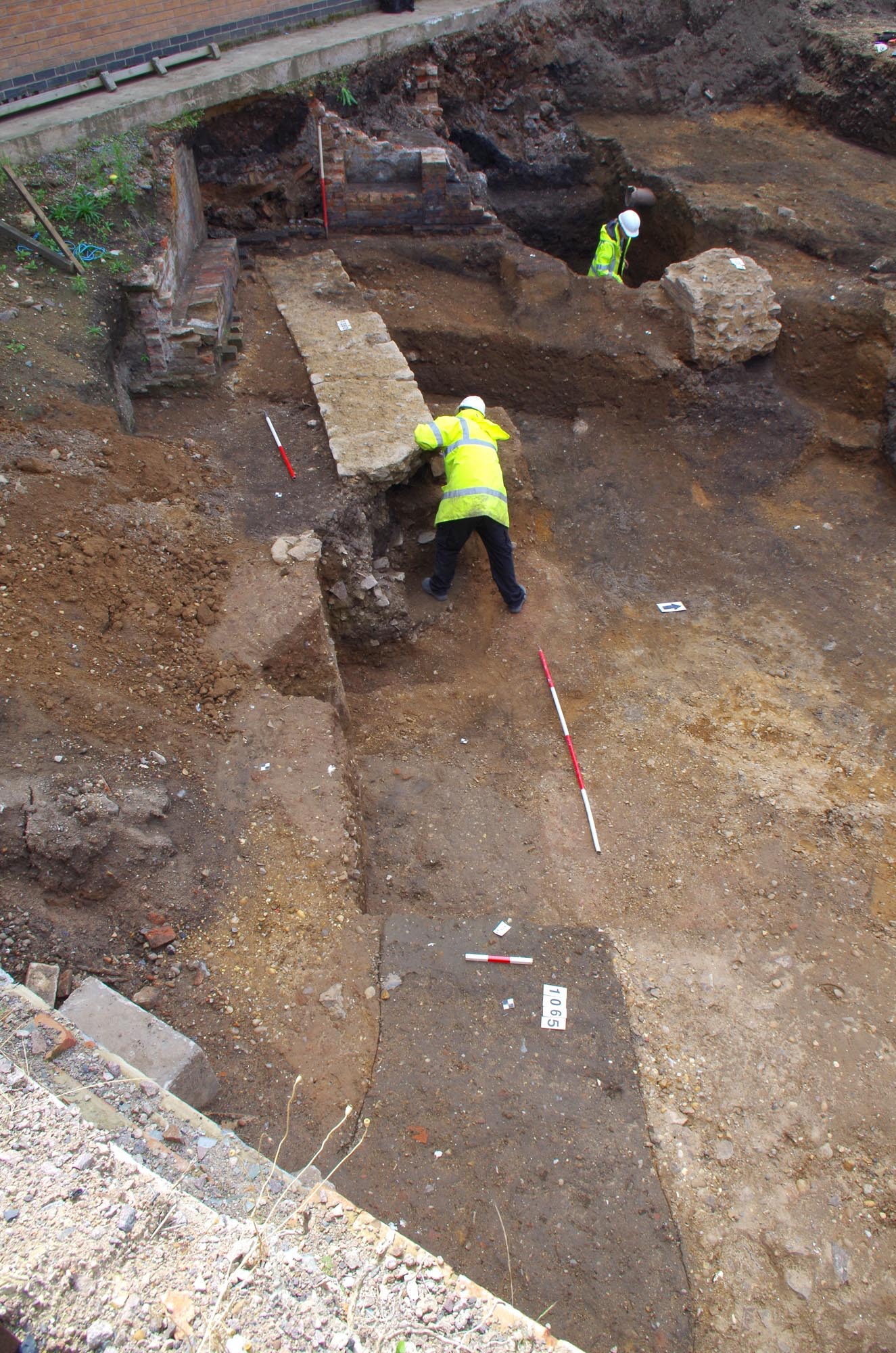 The remains of a curved public building, excavated in 2017, has been interpreted as a Roman theatre, the first to be found in Leicester - University of Leicester Archaeological Services