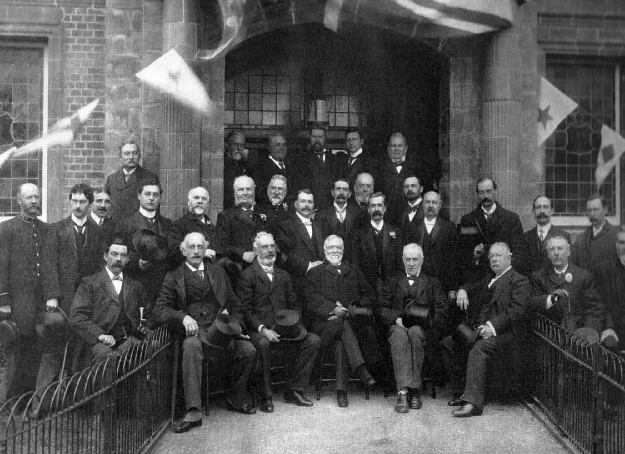 Andrew Carnegie at the opening of one of his libraries -