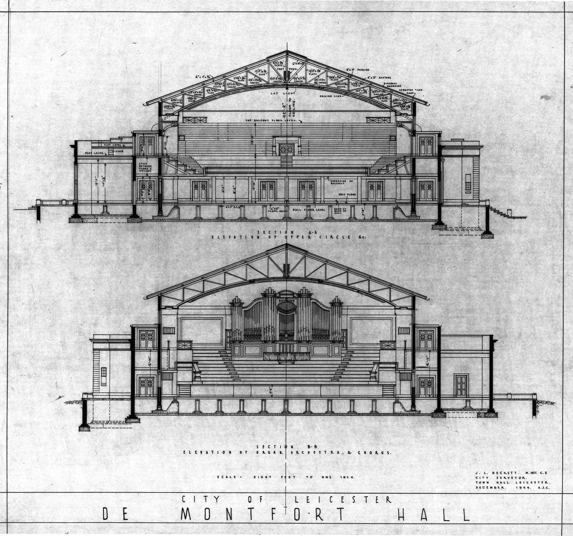 Architectural plans for the Hall -