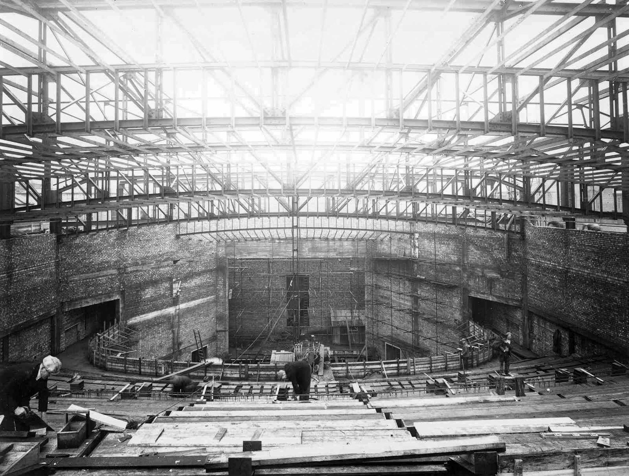 The main auditorium under construction, 1937 - Affective Digital Histories, University of Leicester