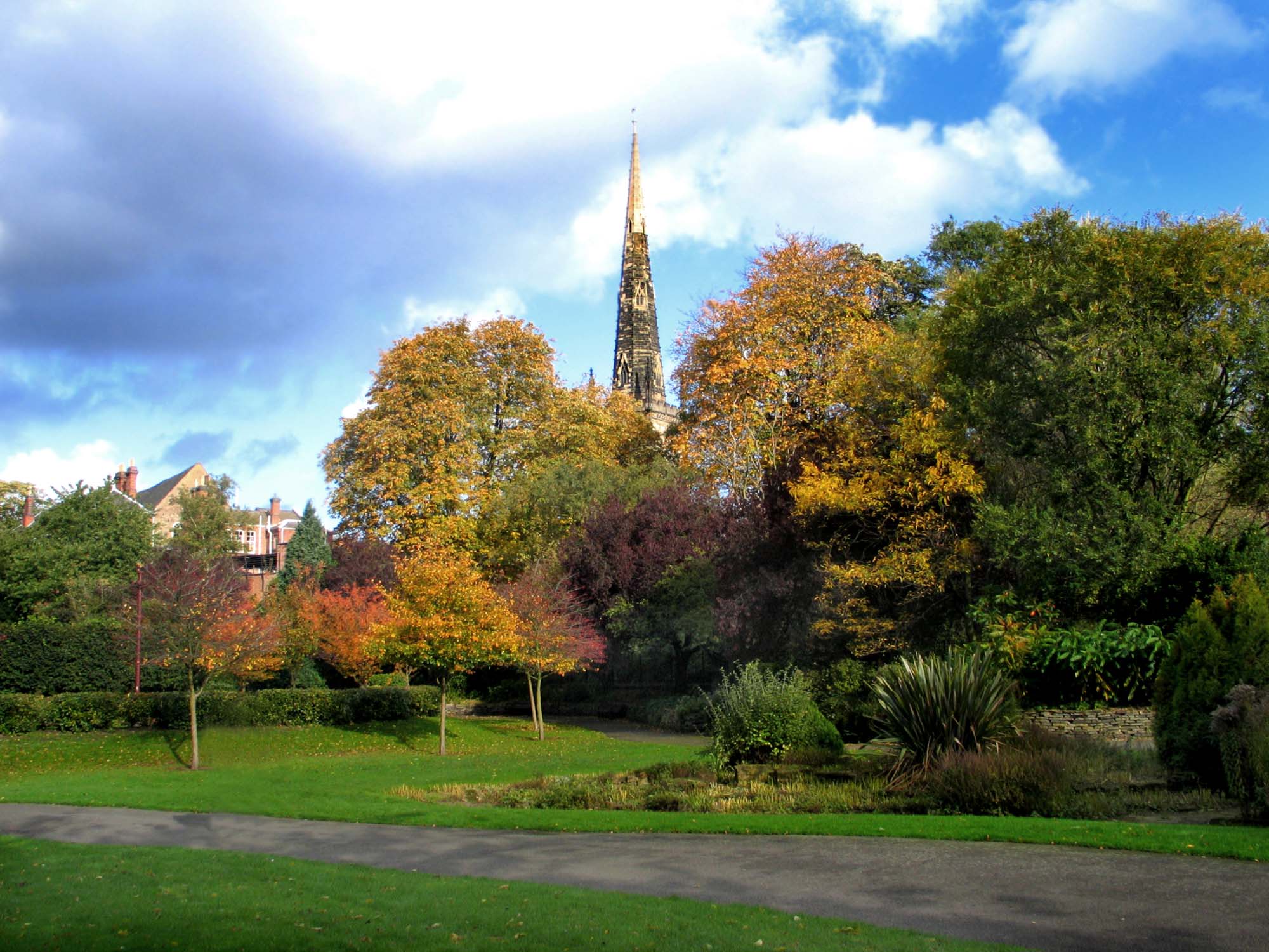 The path to The Castle Motte through Castle Gardens - 