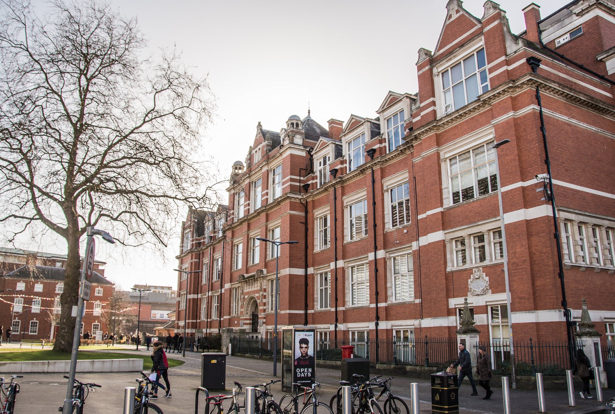 The DMU Hawthorn Building (right) has the ruins of the church in its basement - 