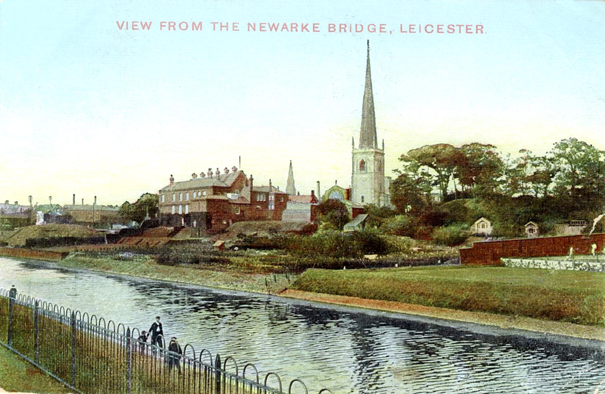 A postcard of Leicester Castle viewed from the Newarke Bridge, c.1909 - 