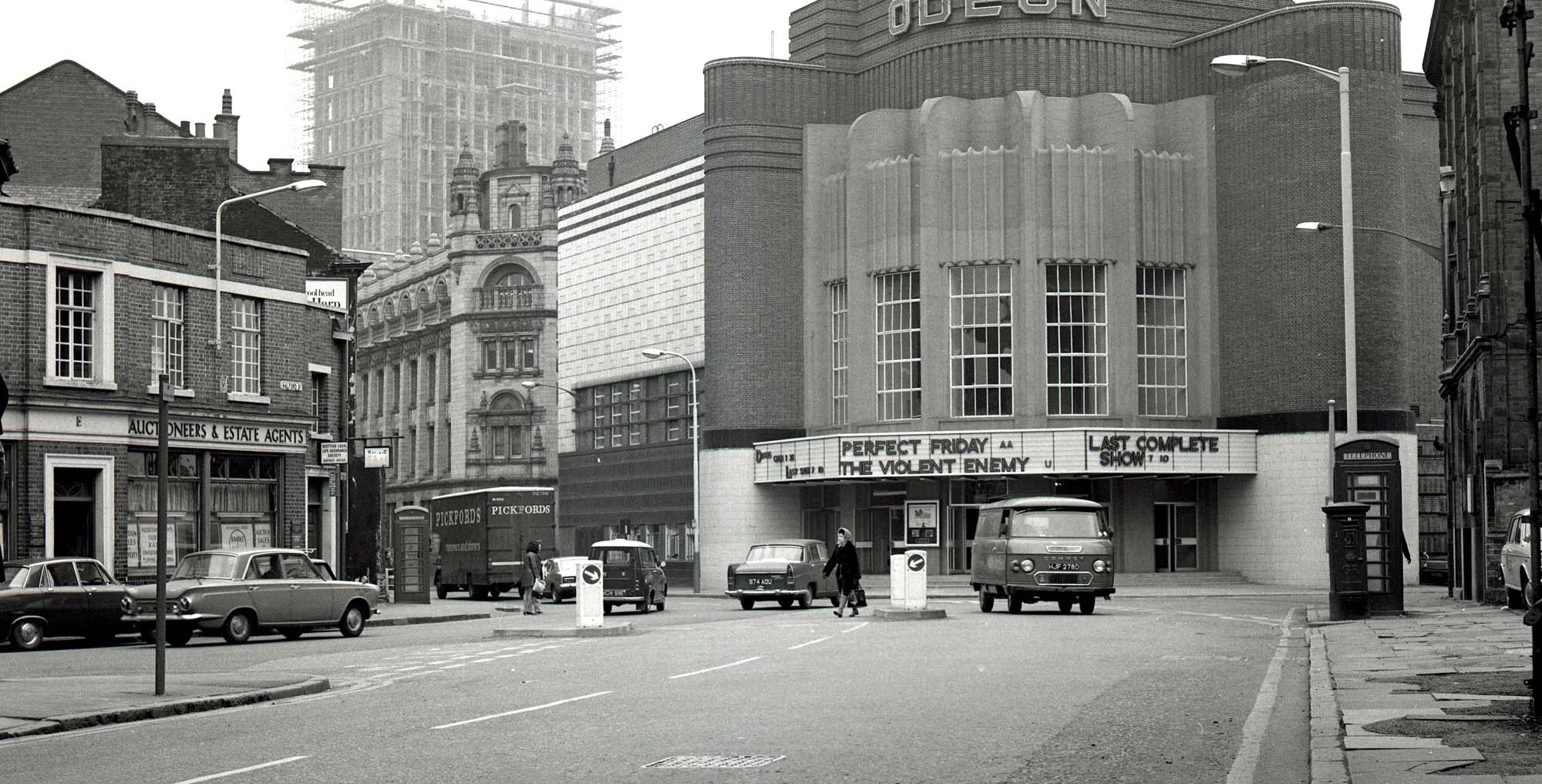 Halford Street in 1971 showing the shop fronts on the left where Curve sits now - 