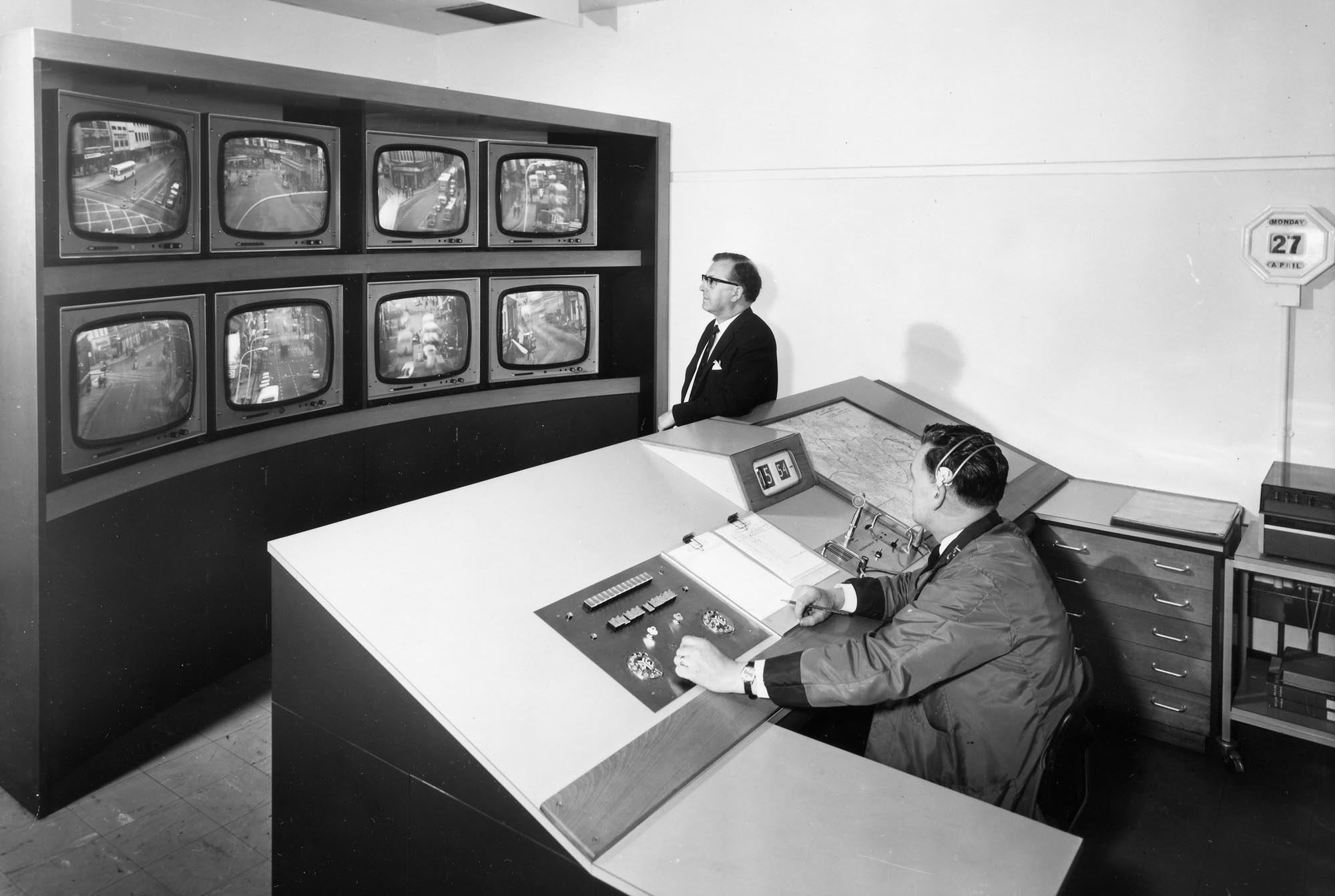 The control room with a bank of CCTV monitors - Leicester Transport Heritage Trust, Rob Haywood and Keith Wood