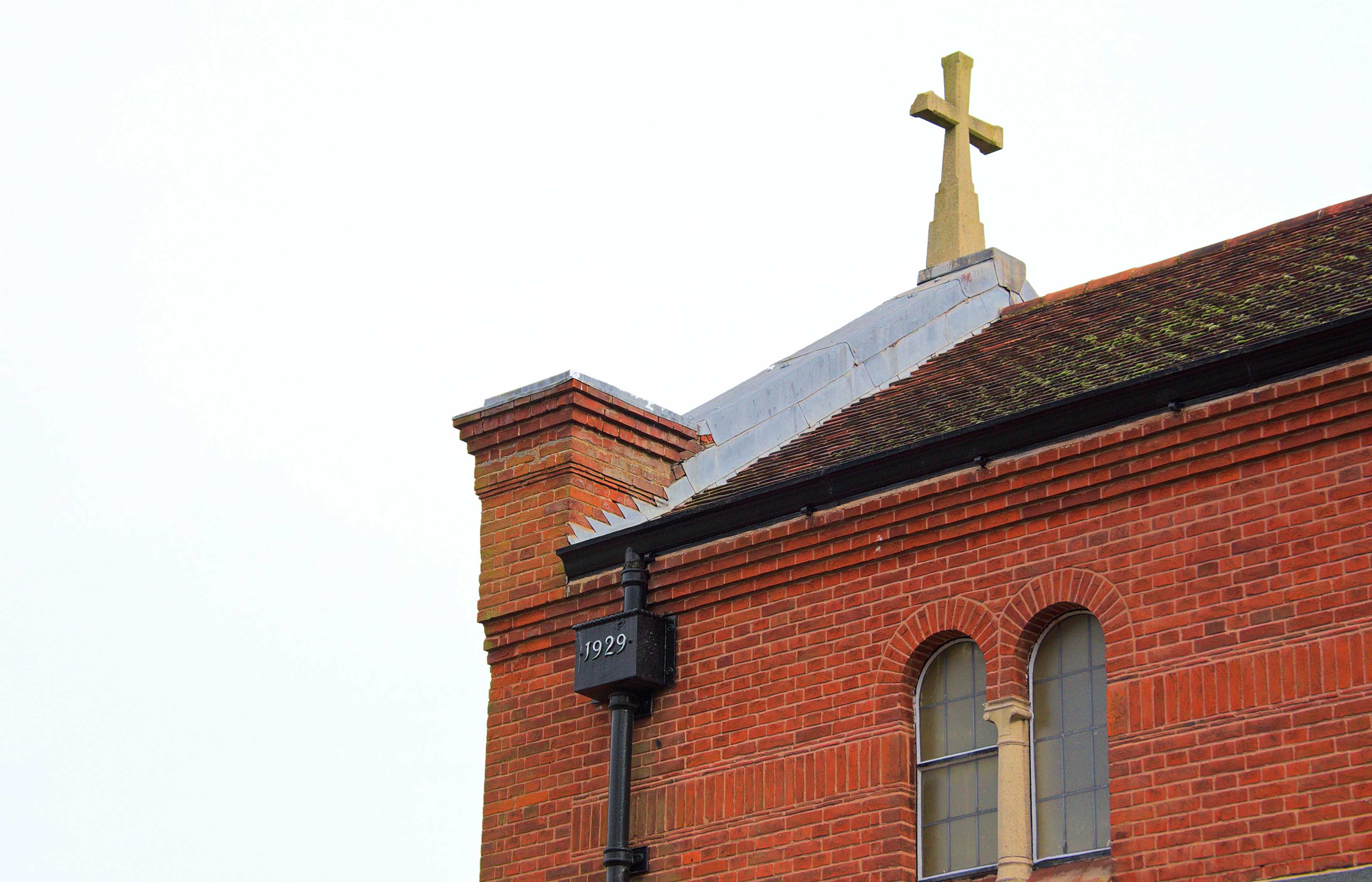 The original chapel, note the drain hopper dated 1929 -