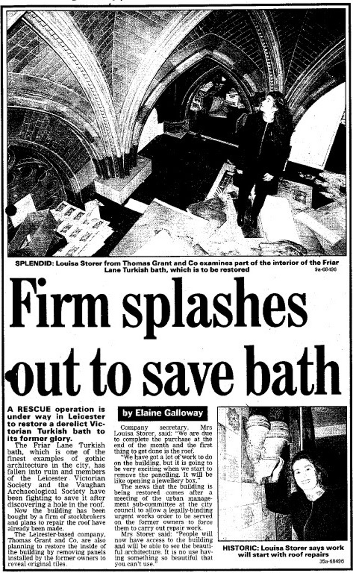 An article from 1999 describing restoration plans for the Turkish Baths -