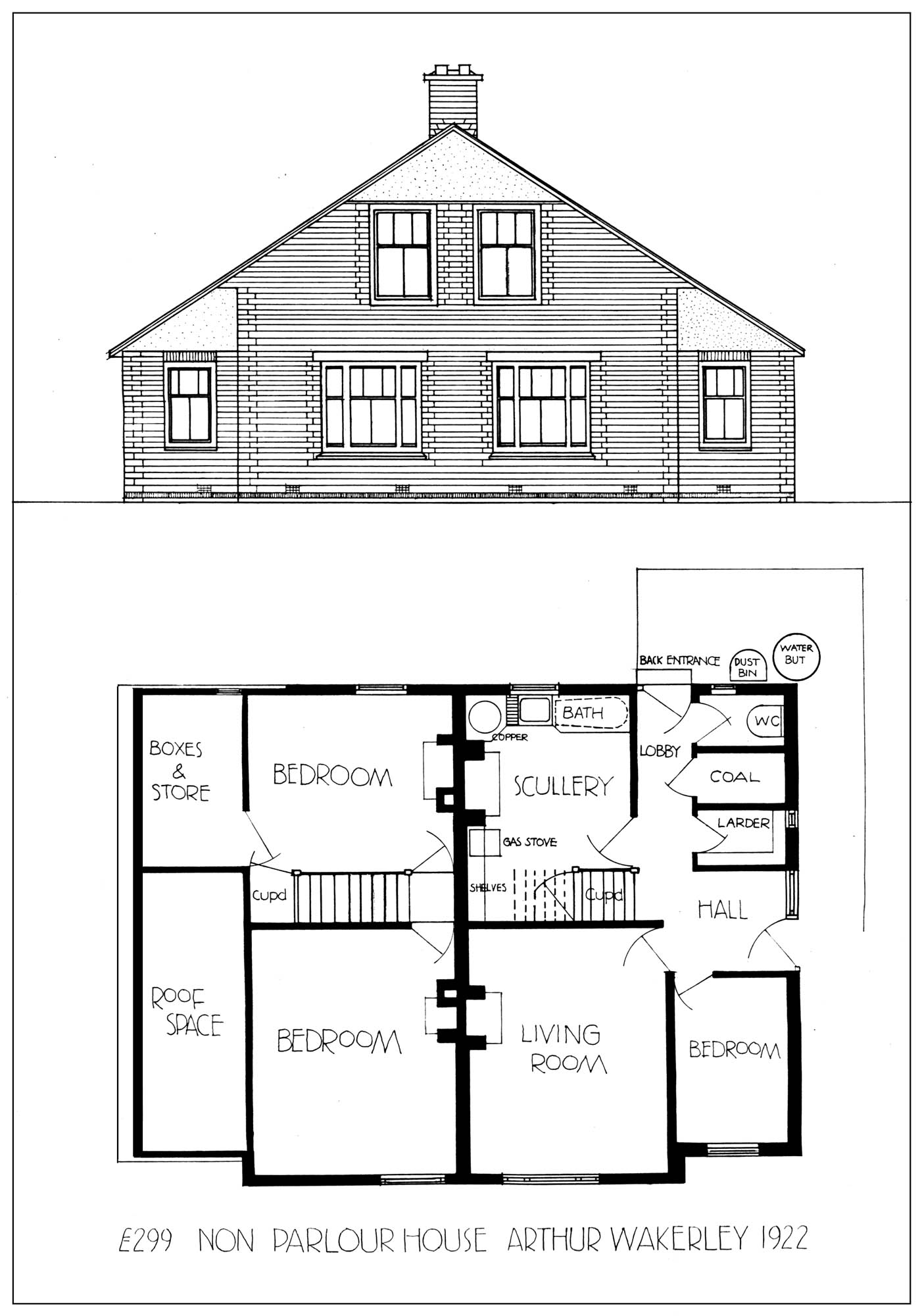 Plans of the £299 Council House designed by Arthur Wakerley -