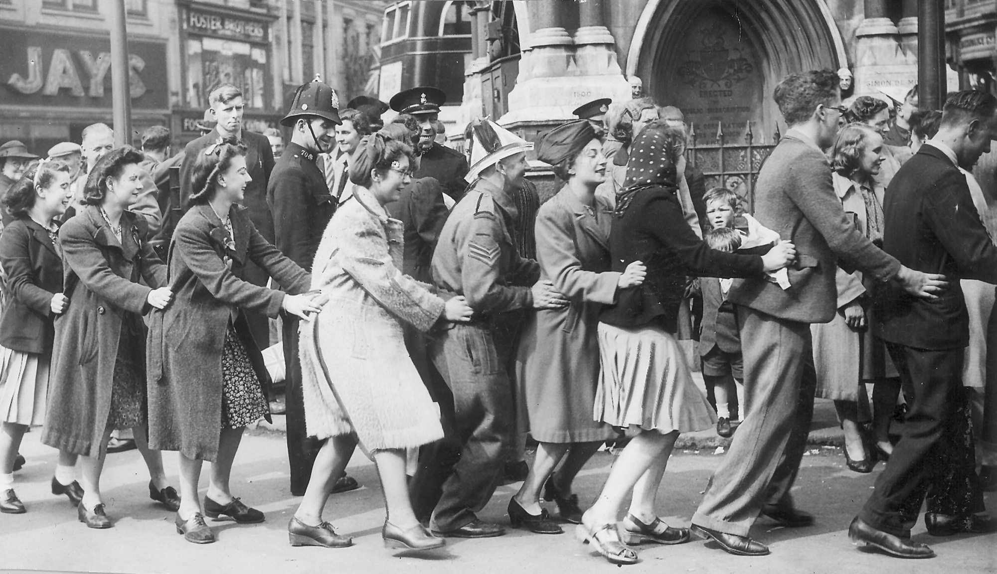 Dancing around the Clock Tower, 1945. - Leicester Mercury