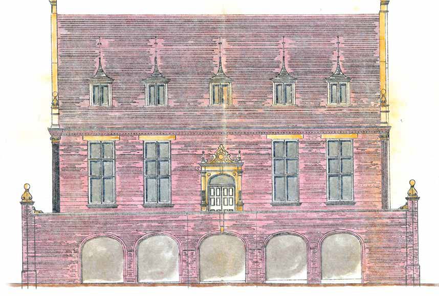Drawing by Arthur Wakerley of the Market Hall that stood in Shaykh Adam Square - Record Office for Leicestershire, Leicester and Rutland