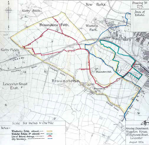 Map of the proposed Braunstone Estate, Leicester Housing Department, 1924 - Record Office for Leicestershire, Leicester and Rutland
