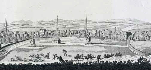 18th-century engraving showing the area where Highfields was built - Record Office for Leicestershire, Leicester and Rutland