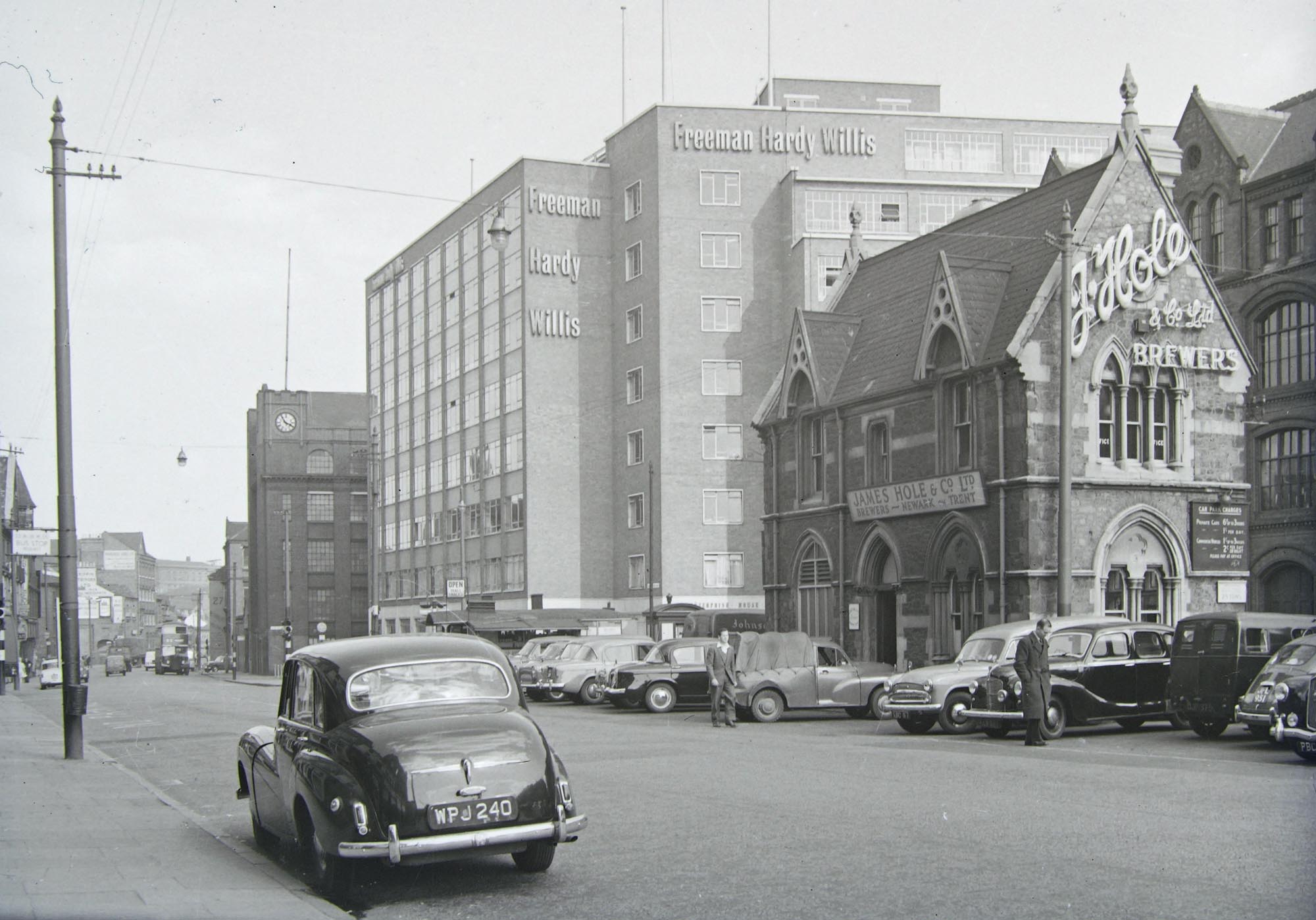 The area, circa early 1960s, showing the Freeman Hardy & Wills Factory in the background - Leicestershire Record Office