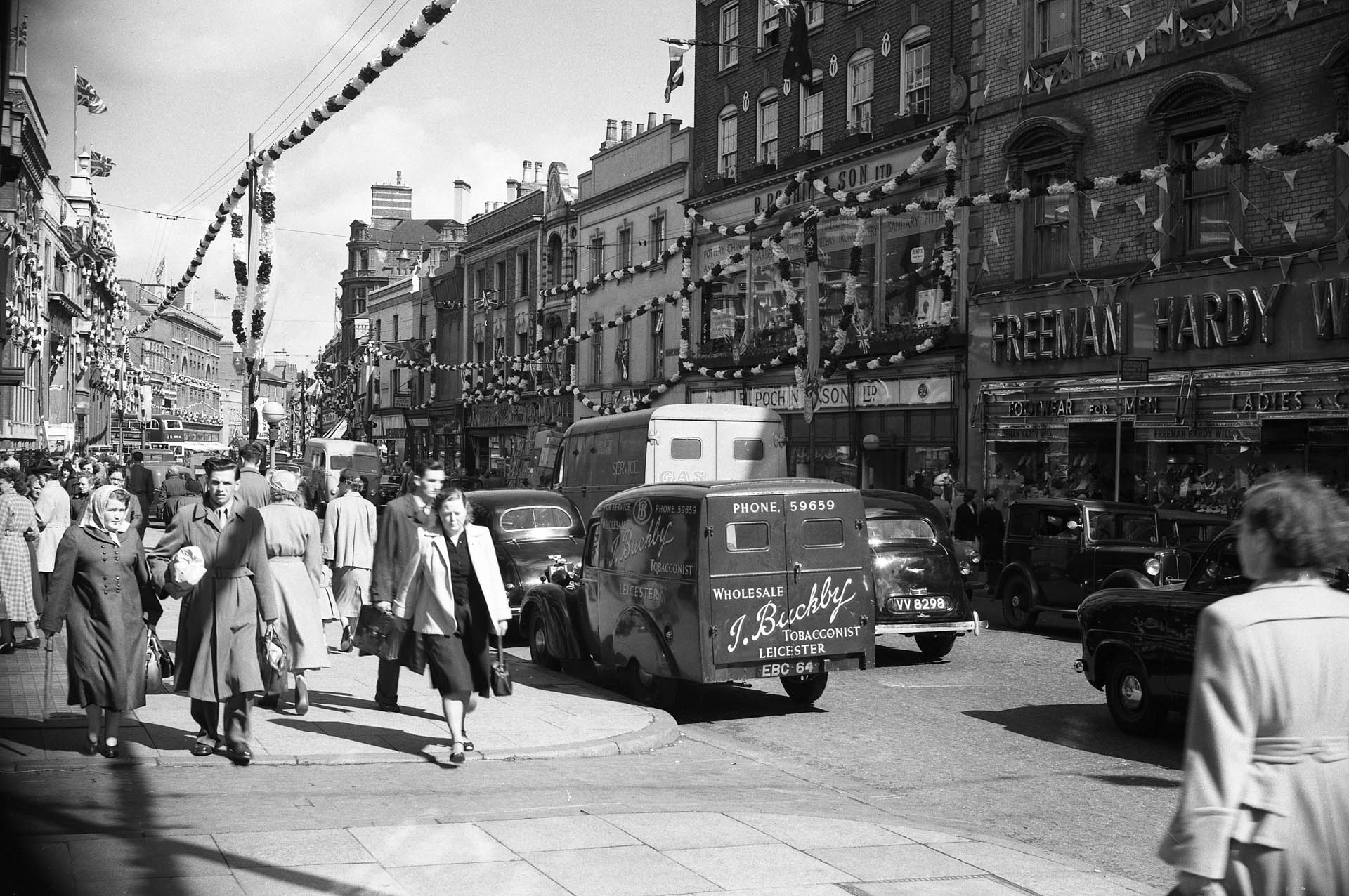 Granby Street decorated for The Queen’s coronation, 1953 -