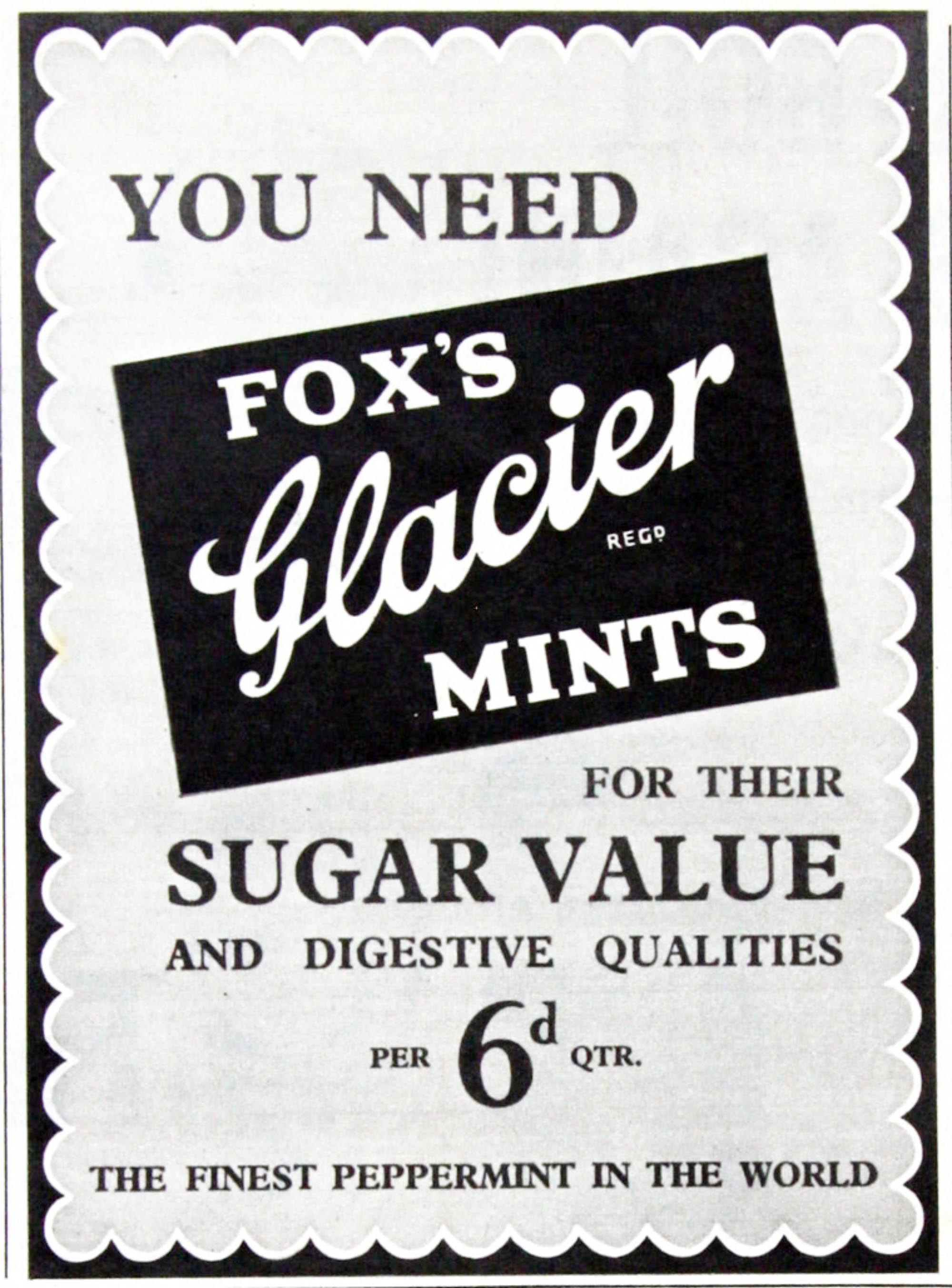 Advert for Fox’s Glacier Mints -