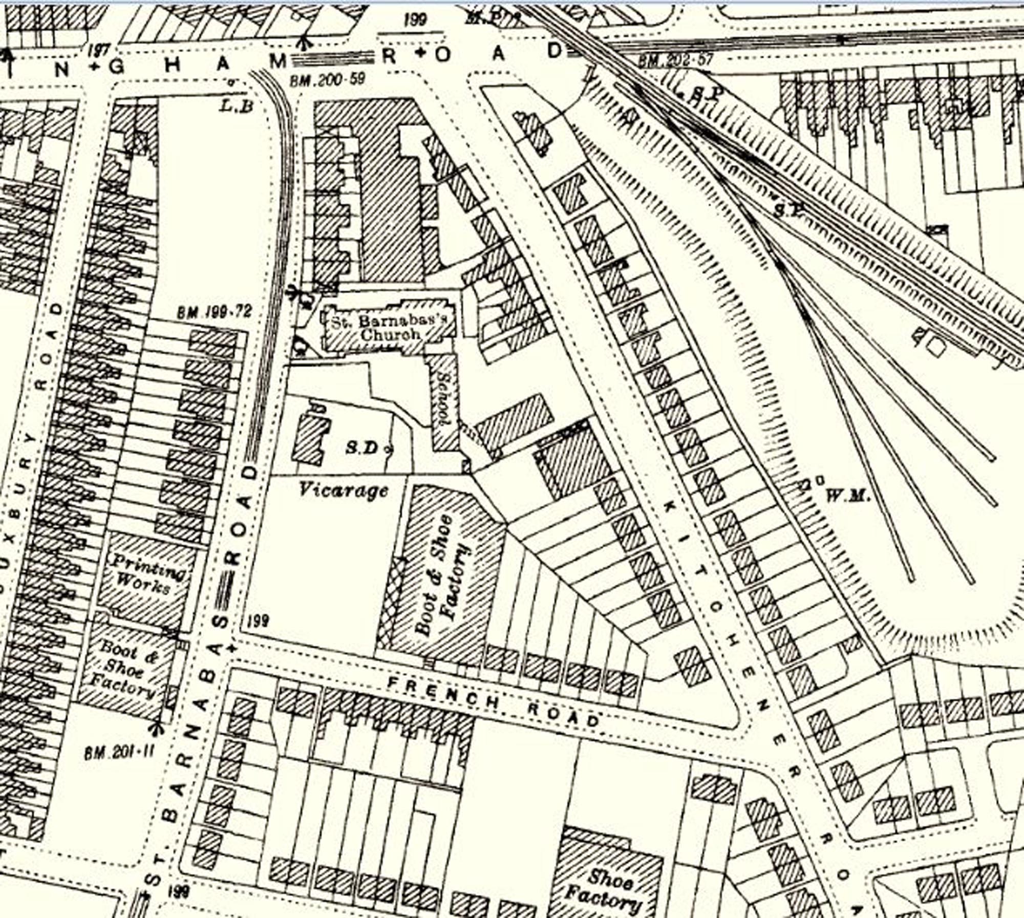 Map showing the area of the Church and the Vicarage, 1930 - credit - Landmark Information Group & Ordnance Survey © Crown Copyright 2023