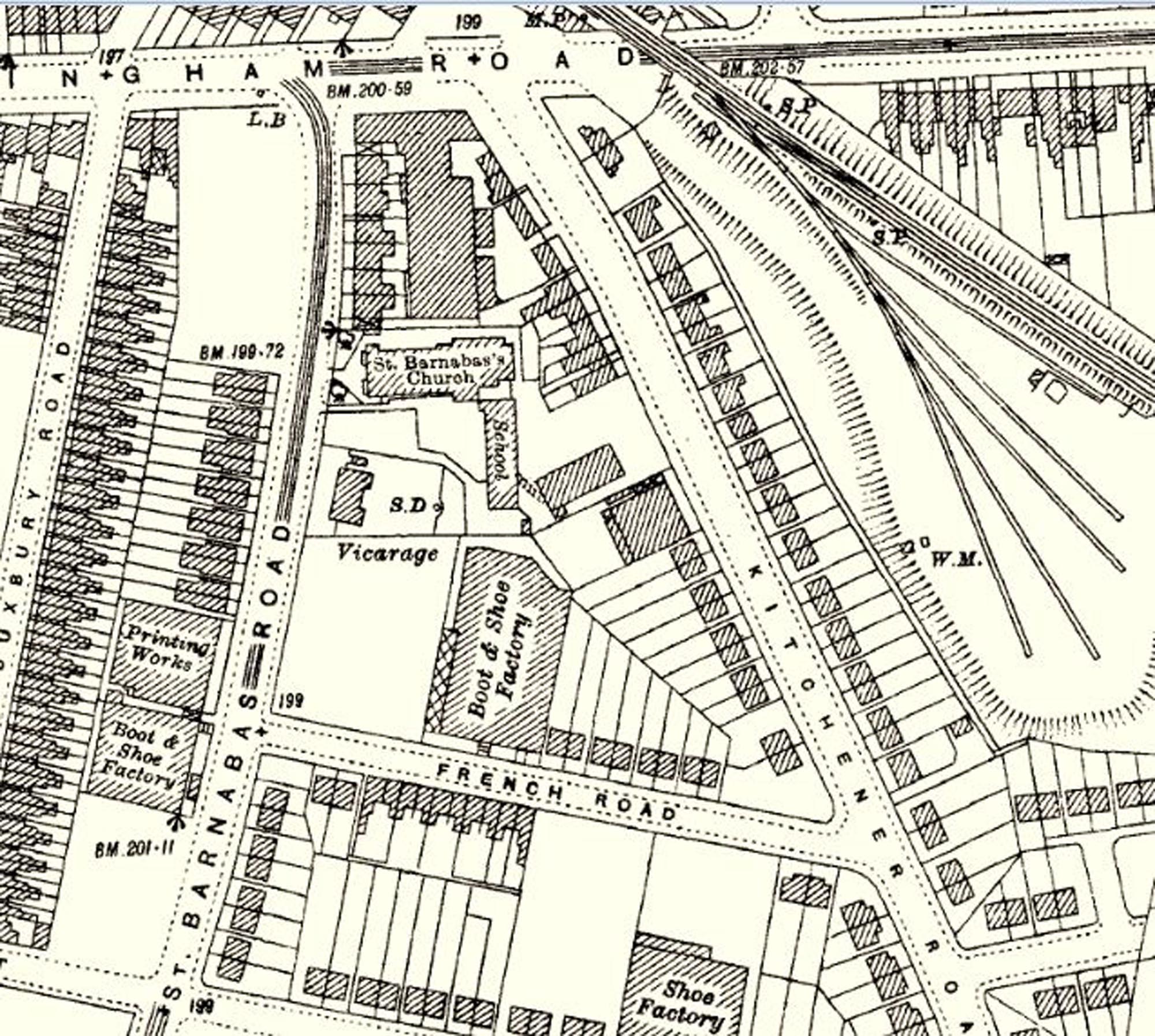 Map showing the area of the Church   and the Vicarage, 1930 - credit - Landmark Information Group &   Ordnance Survey © Crown Copyright 2023