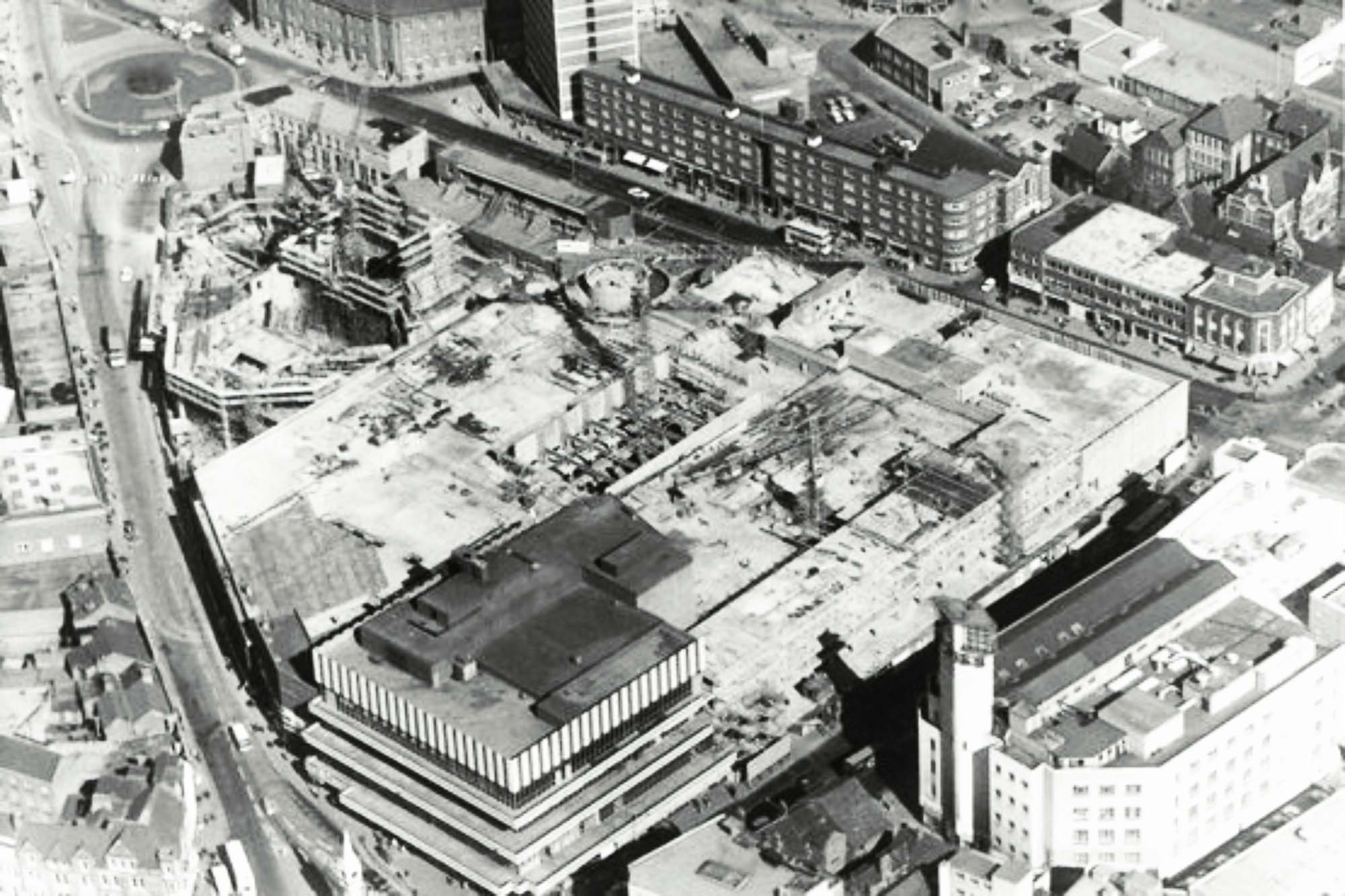 An aerial view of the Haymarket Theatre still under construction - Leicester Mercury