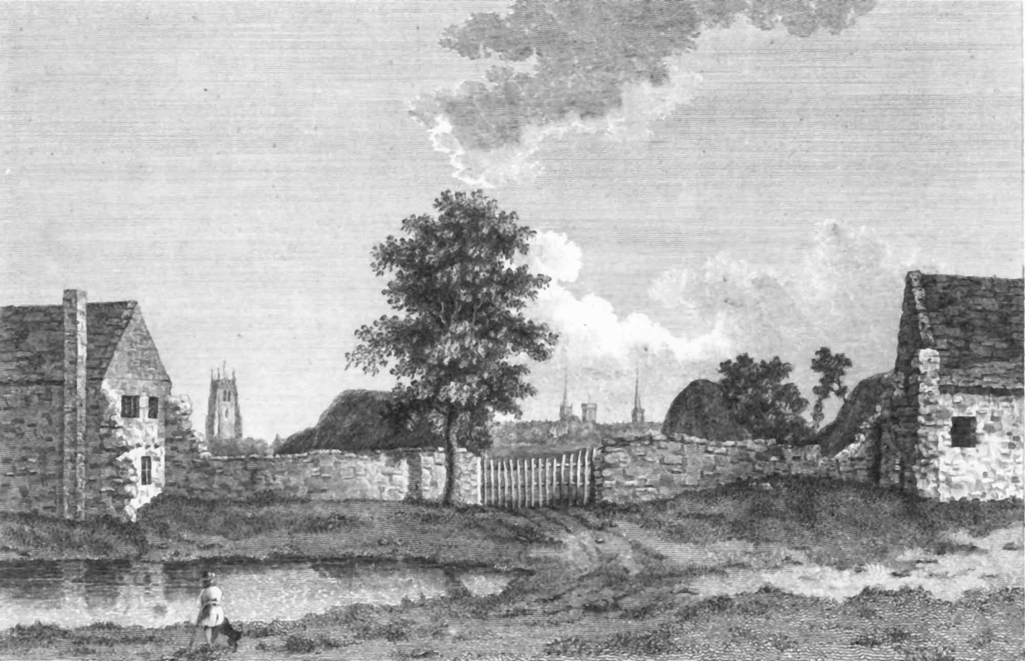 Three view of Leicester Abbey ruins and grounds from Nichols’ History & Antiquities of the County of Leicester. -