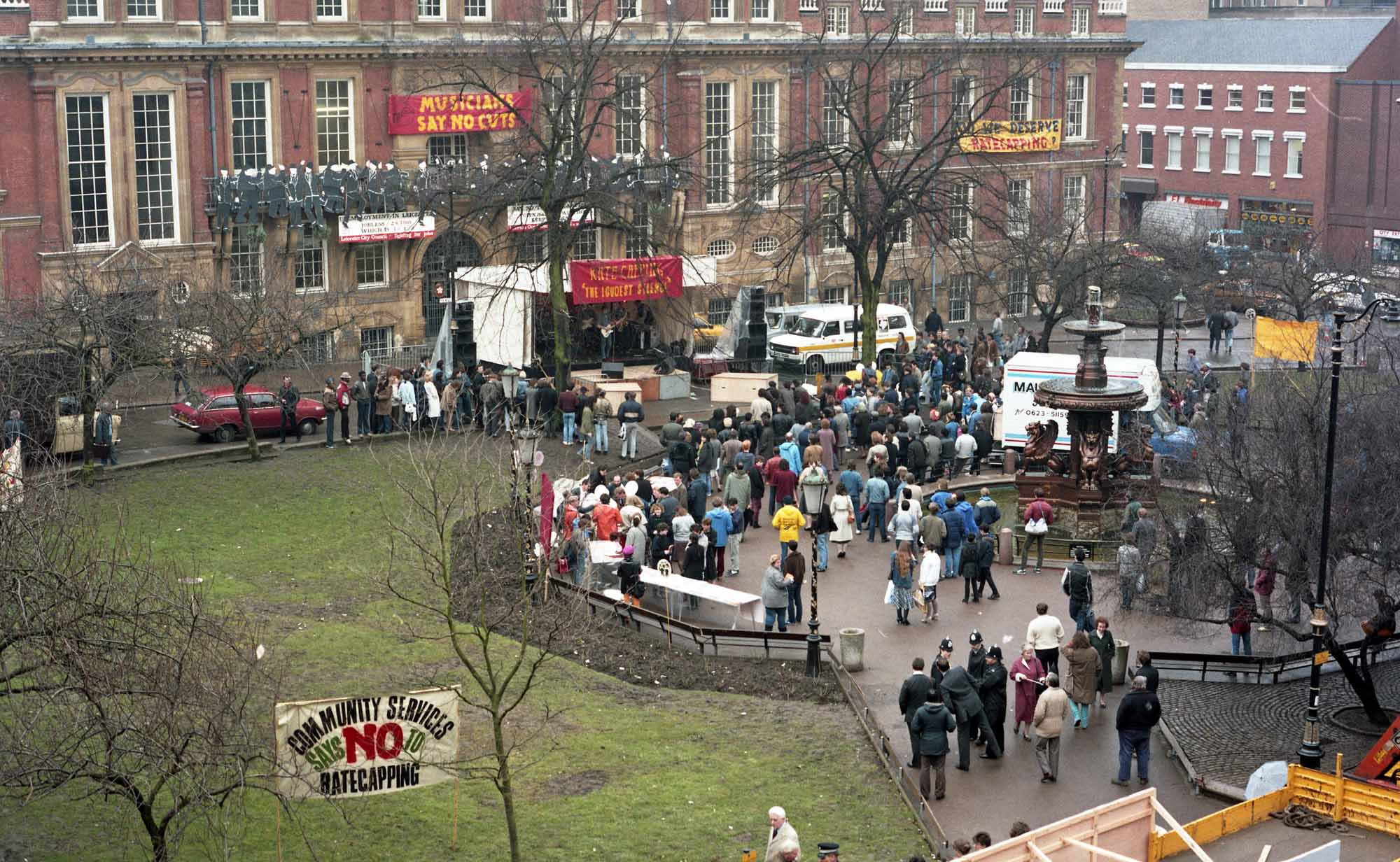 Rate-capping demonstration in Town Hall Square, March 1985 - 