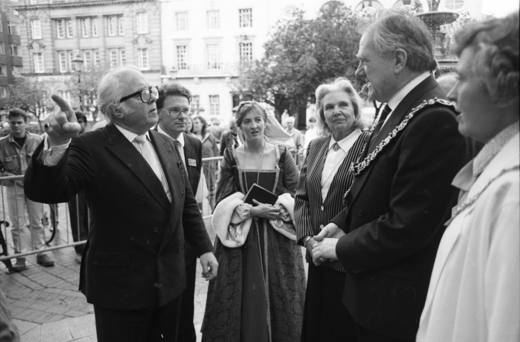 Lord Richard Attenborough outside Leicester Town Hall, June 1990 - 